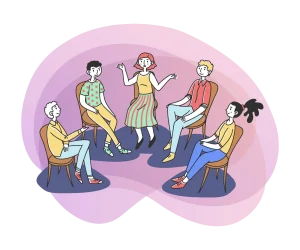 patients discussing their psychological addiction problem
